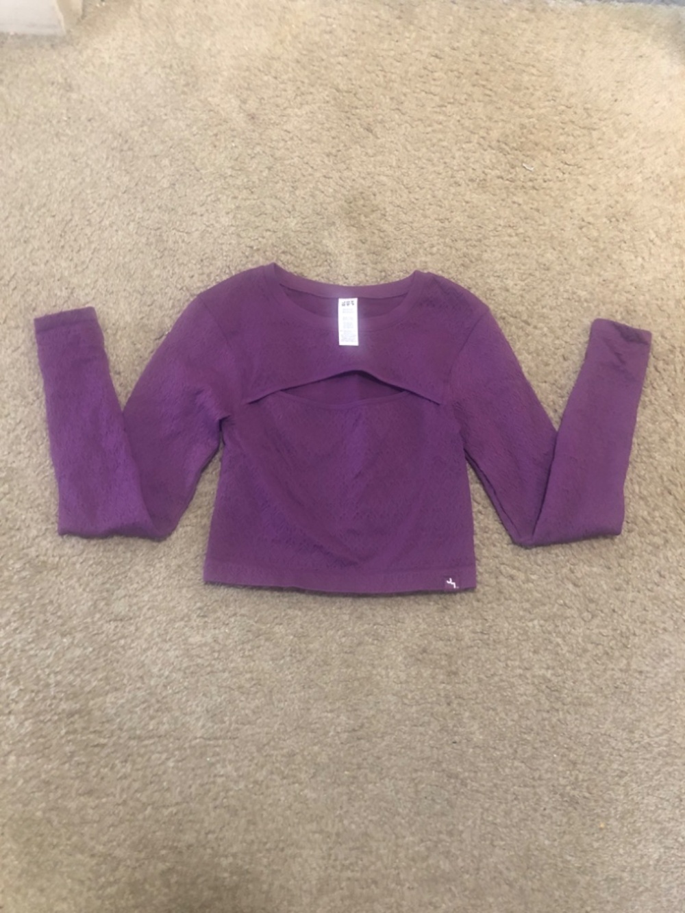 Women's Textured Seamless Long Sleeve Active Cutout Top JoyLab Berry Purple M - Picture 3 of 5